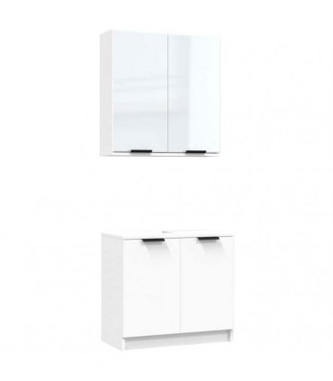 vidaXL 2 Piece Bathroom Cabinet Set White Engineered Wood