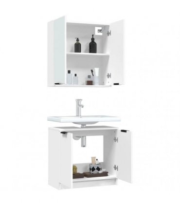 vidaXL 2 Piece Bathroom Cabinet Set White Engineered Wood