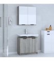 vidaXL 2 Piece Bathroom Cabinet Set Grey Sonoma Engineered Wood