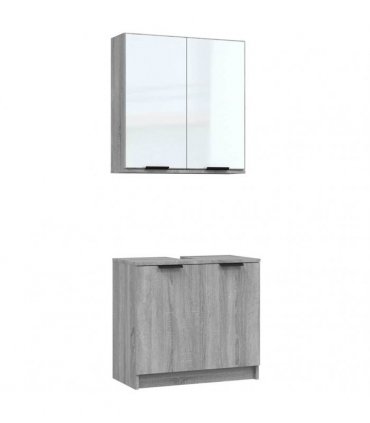 vidaXL 2 Piece Bathroom Cabinet Set Grey Sonoma Engineered Wood