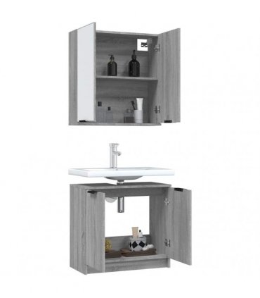 vidaXL 2 Piece Bathroom Cabinet Set Grey Sonoma Engineered Wood
