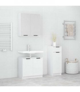 vidaXL 3 Piece Bathroom Cabinet Set White Engineered Wood