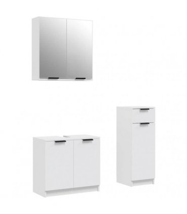 vidaXL 3 Piece Bathroom Cabinet Set White Engineered Wood