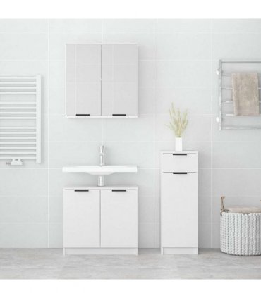 vidaXL 3 Piece Bathroom Cabinet Set White Engineered Wood