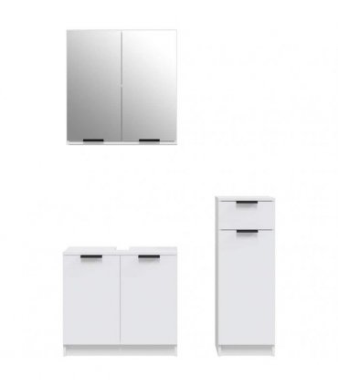 vidaXL 3 Piece Bathroom Cabinet Set White Engineered Wood