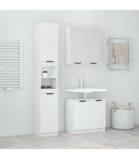 vidaXL 3 Piece Bathroom Cabinet Set White Engineered Wood