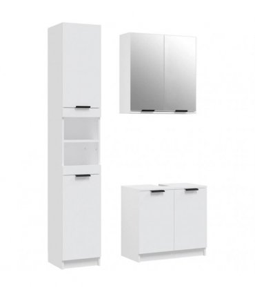 vidaXL 3 Piece Bathroom Cabinet Set White Engineered Wood