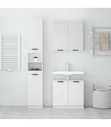 vidaXL 3 Piece Bathroom Cabinet Set White Engineered Wood