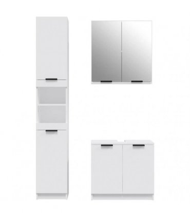 vidaXL 3 Piece Bathroom Cabinet Set White Engineered Wood