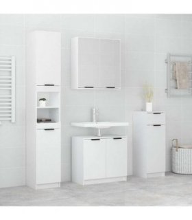 vidaXL 4 Piece Bathroom Cabinet Set White Engineered Wood