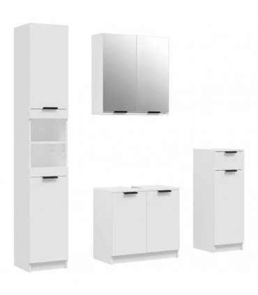 vidaXL 4 Piece Bathroom Cabinet Set White Engineered Wood