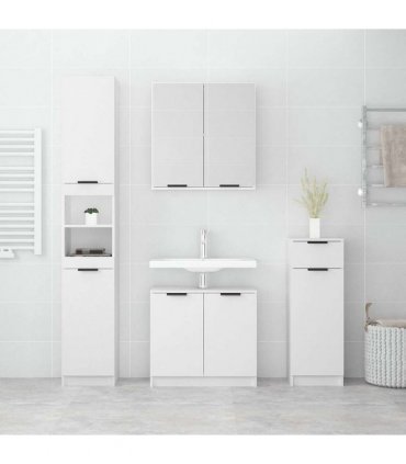 vidaXL 4 Piece Bathroom Cabinet Set White Engineered Wood