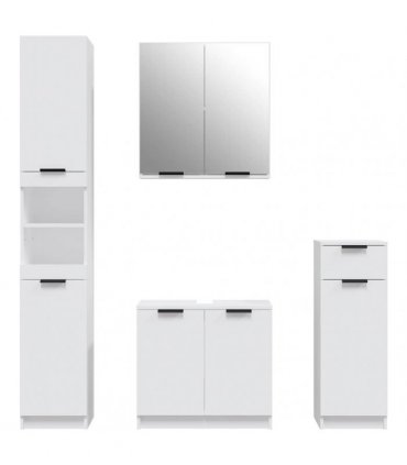 vidaXL 4 Piece Bathroom Cabinet Set White Engineered Wood