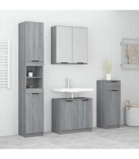 vidaXL 4 Piece Bathroom Cabinet Set Grey Sonoma Engineered Wood