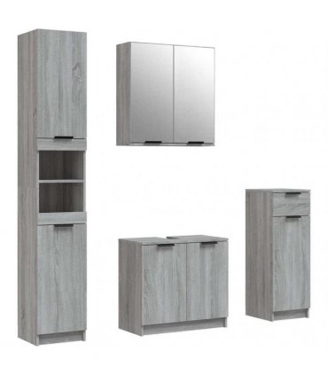 vidaXL 4 Piece Bathroom Cabinet Set Grey Sonoma Engineered Wood