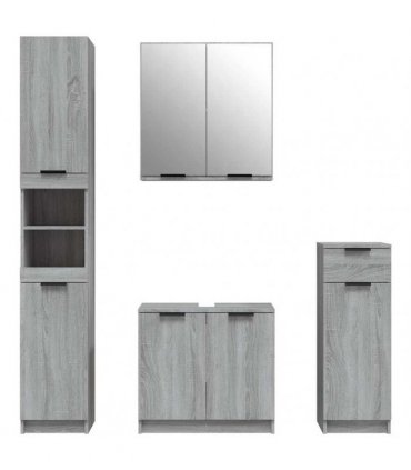 vidaXL 4 Piece Bathroom Cabinet Set Grey Sonoma Engineered Wood