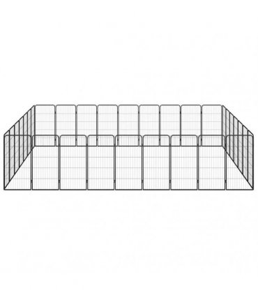 vidaXL 32-Panel Dog Playpen Black 50x100 cm Powder-coated Steel