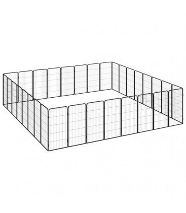 vidaXL 32-Panel Dog Playpen Black 50x100 cm Powder-coated Steel