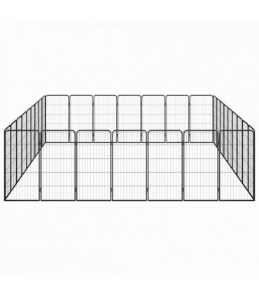 vidaXL 32-Panel Dog Playpen Black 50x100 cm Powder-coated Steel