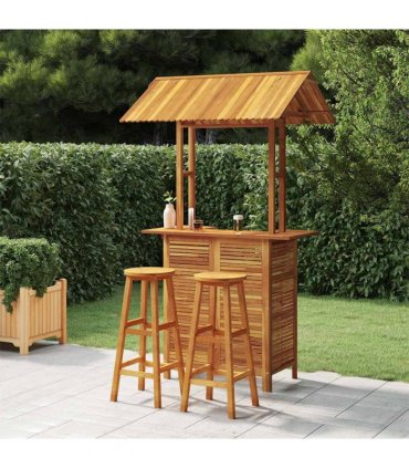 vidaXL 3 Piece Garden Bar Set Solid Wood Acacia