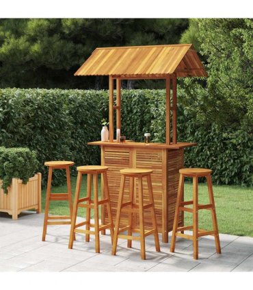 vidaXL 5 Piece Garden Bar Set Solid Wood Acacia