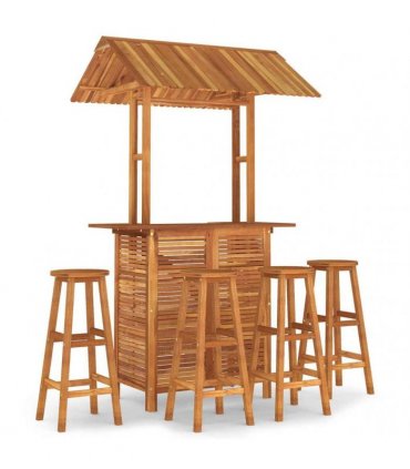 vidaXL 5 Piece Garden Bar Set Solid Wood Acacia