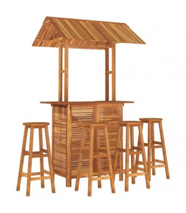 vidaXL 5 Piece Garden Bar Set Solid Wood Acacia