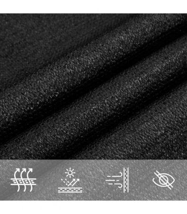 vidaXL Sunshade Sail 160 g/m² Black 4x4x4 m HDPE