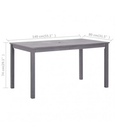 vidaXL Garden Table Grey Wash 140x80x74 cm Solid Acacia Wood