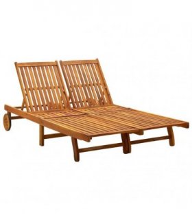 vidaXL 2-Person Sun Lounger Solid Acacia Wood