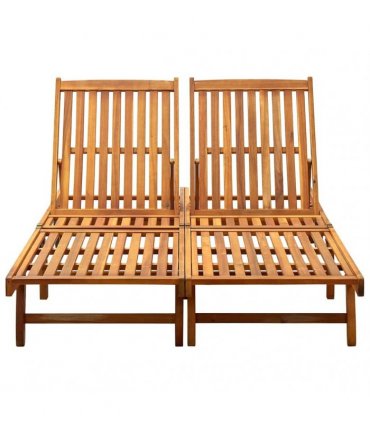 vidaXL 2-Person Sun Lounger Solid Acacia Wood