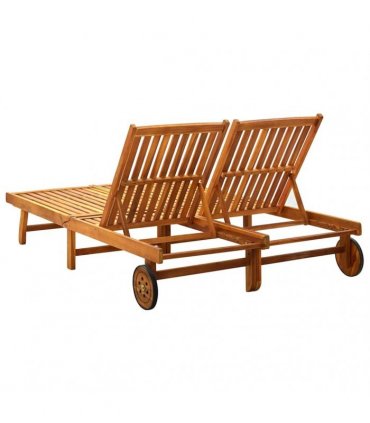 vidaXL 2-Person Sun Lounger Solid Acacia Wood