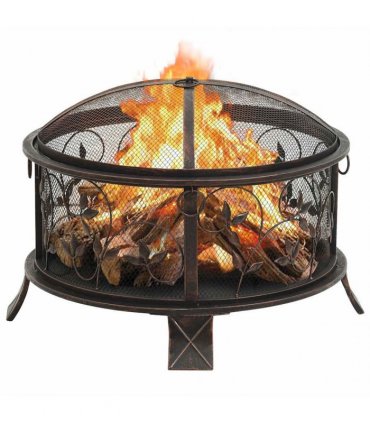 vidaXL Rustic Fire Pit with Poker 67,5 cm XXL Steel