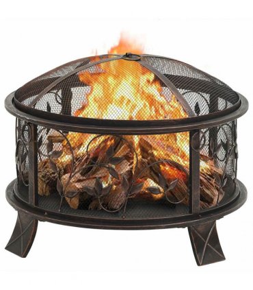 vidaXL Rustic Fire Pit with Poker 67,5 cm XXL Steel