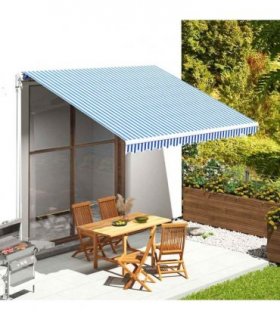 vidaXL Awning Replacement Fabric Blue and White 400x350 cm Polyester