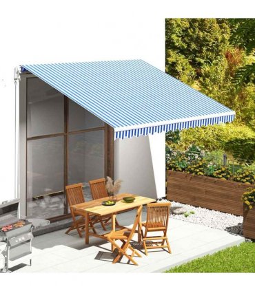 vidaXL Awning Replacement Fabric Blue and White 400x350 cm Polyester