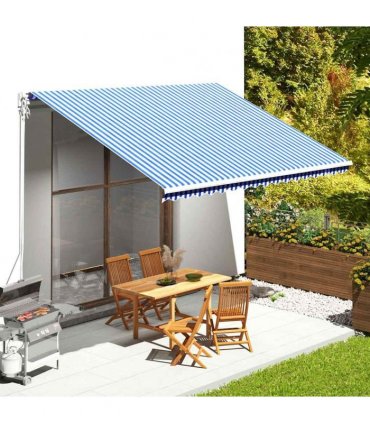 vidaXL Awning Replacement Fabric Blue and White 450x350 cm Polyester