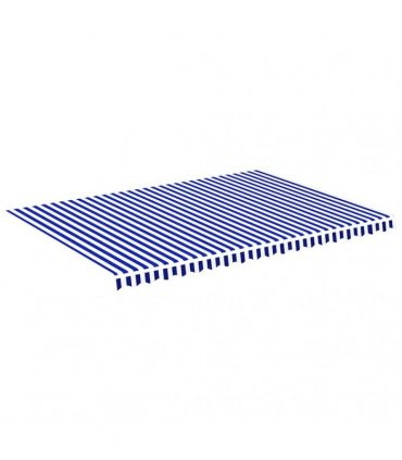 vidaXL Awning Replacement Fabric Blue and White 500x350 cm Polyester