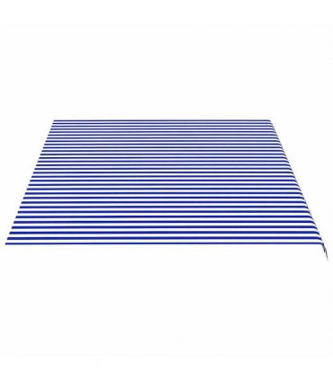 vidaXL Awning Replacement Fabric Blue and White 500x350 cm Polyester