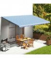 vidaXL Awning Replacement Fabric Blue and White 600x350 cm Polyester