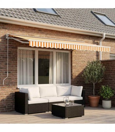vidaXL Awning Replacement Fabric Yellow and White 500x350 cm Polyester