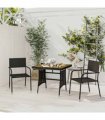 vidaXL 3 Piece Outdoor Dining Set Poly Rattan Black
