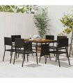 vidaXL 7 Piece Outdoor Dining Set Poly Rattan Black