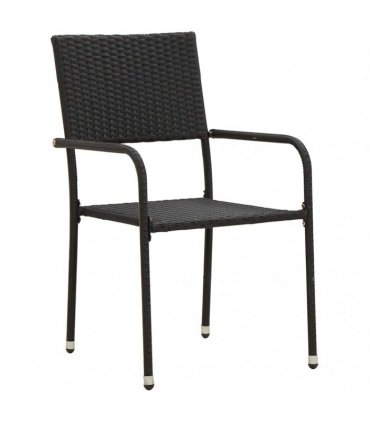 vidaXL 7 Piece Outdoor Dining Set Poly Rattan Black