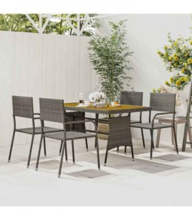 vidaXL 5 Piece Outdoor Dining Set Poly Rattan Grey