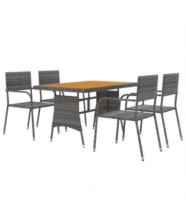 vidaXL 5 Piece Outdoor Dining Set Poly Rattan Grey
