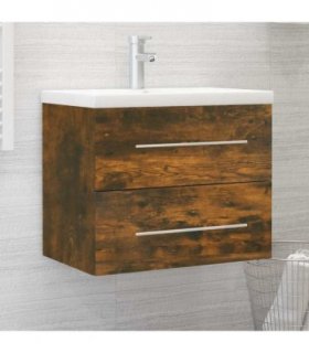 vidaXL Sink Cabinet with Built-in Basin Smoked Oak Engineered Wood
