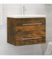 vidaXL Sink Cabinet with Built-in Basin Smoked Oak Engineered Wood