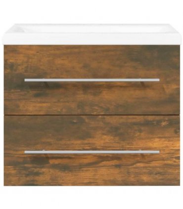 vidaXL Sink Cabinet with Built-in Basin Smoked Oak Engineered Wood