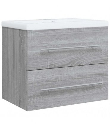 vidaXL Sink Cabinet with Built-in Basin Grey Sonoma Engineered Wood